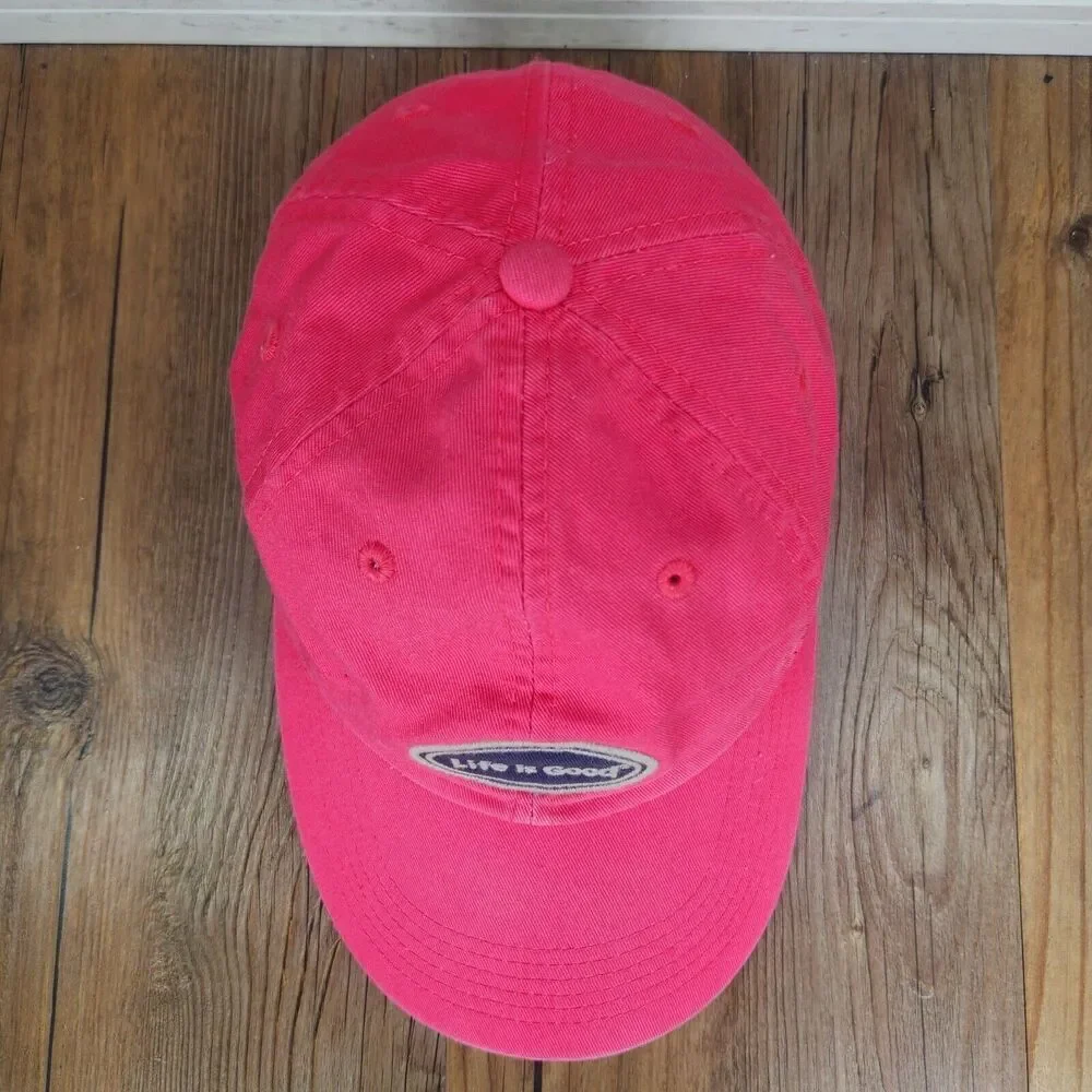 Life is Good Strapback Hat Cap Pink Canvas Mom Outdoors Gardening Hiking Camping